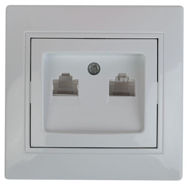  Розетка СУ Plano 1-304-01 информационная 2хRJ45 10/200/2400 бел. Intro Б0043241 
