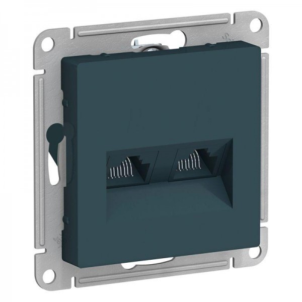  Механизм розетки компьютерной 2-м AtlasDesign RJ45 + RJ45 кат.5e изумруд SchE ATN000885 