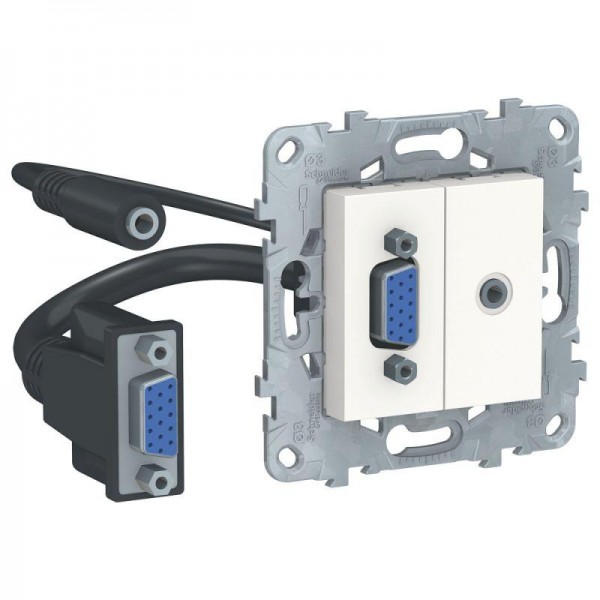  Механизм розетки UNICA NEW HD15 + Minijack бел. SchE NU593218 