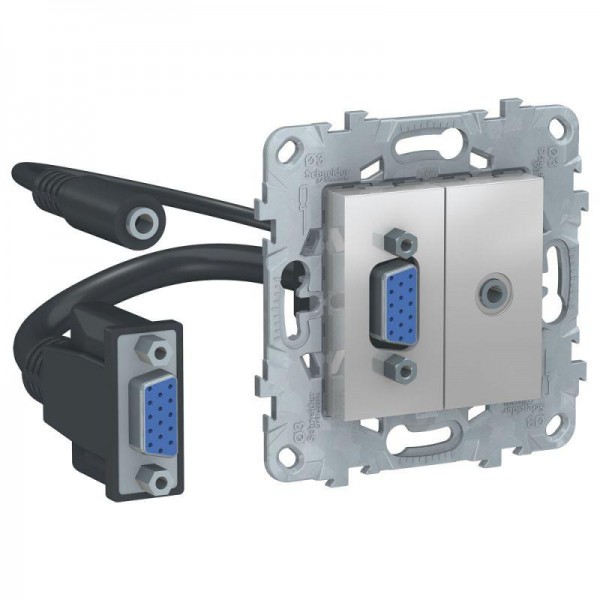  Механизм розетки UNICA NEW HD15 + Minijack алюм. SchE NU593230 