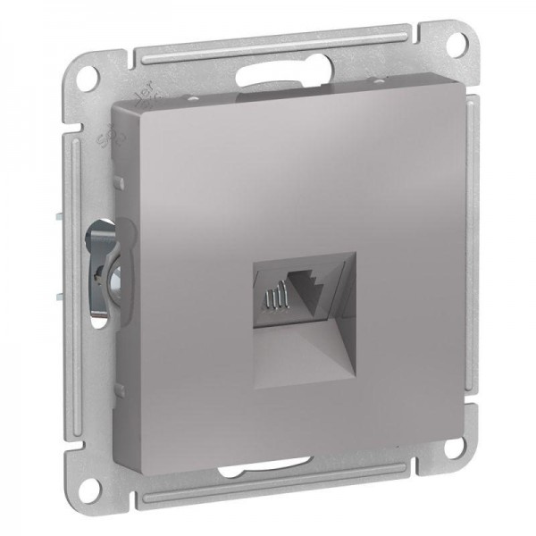  Механизм розетки телефонной 1-м СП AtlasDesign RJ11 алюм. SchE ATN000381 