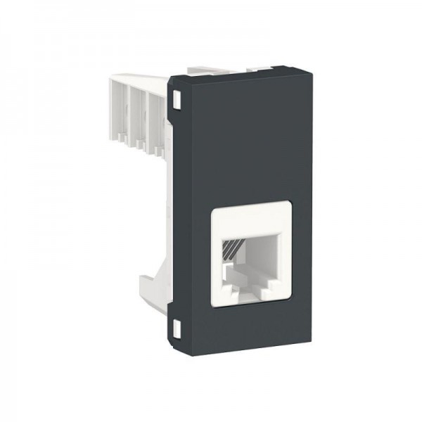  Розетка 1-мод. UNICA MODULAR одиночная + телеф. RJ12 антрацит SchE NU349154 