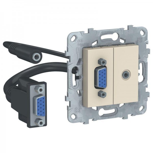  Механизм розетки UNICA NEW HD15 + Minijack беж. SchE NU593244 