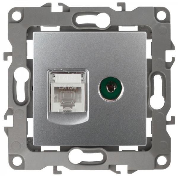  Розетка информационная RJ45+TV 12-3110-03 алюм. ЭРА Б0027443 