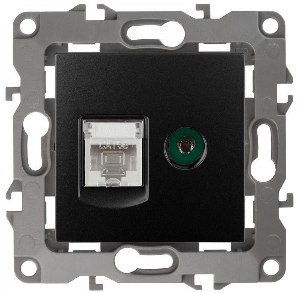  Розетка информационная RJ45+TV 12-3110-05 антрацит ЭРА Б0027445 