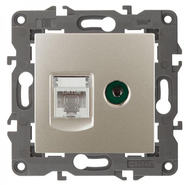  Розетка информационная RJ45+TV 14-3110-04 Elegance шампань ЭРА Б0034317 