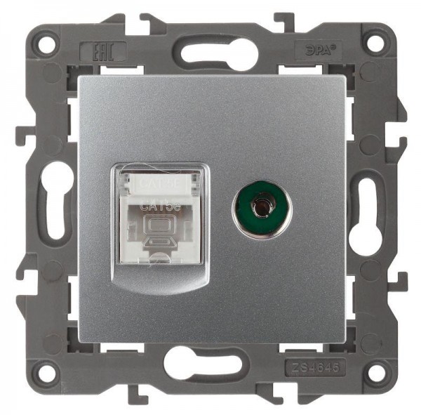  Розетка информационная RJ45+TV 14-3110-03 Elegance алюм. ЭРА Б0034316 