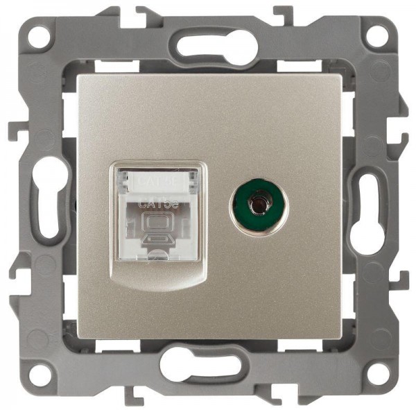  Розетка информационная RJ45+TV 12-3110-04 шампань ЭРА Б0027444 