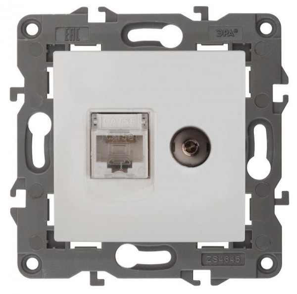  Розетка информационная RJ45+TV 14-3110-01 Elegance бел. ЭРА Б0034314 