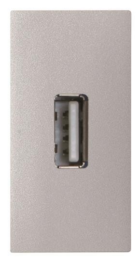  Механизм USB разъема тип А с USB разъем мама на тыльной стороне 1мод. Zenit серебр. ABB 2CLA215590N1301 