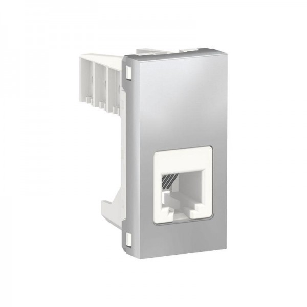  Розетка 1-мод. UNICA MODULAR одиночная + телеф. RJ12 алюм. SchE NU349130 