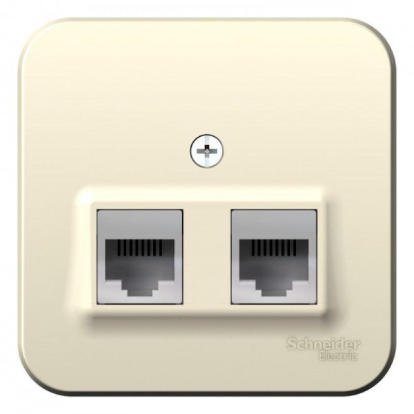  Розетка компьютерная + телеф. 2-м ОП BLANCA RJ45 кат.5e + RJ11 изол. пласт. молоч. SchE BLNIA045112 