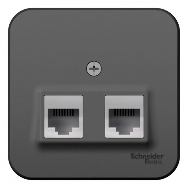  Розетка компьютерная + телеф. 2-м ОП BLANCA RJ45 кат.5e + RJ11 изол. пласт. антрацит SchE BLNIA045116 