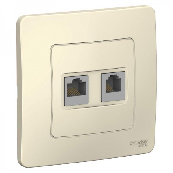  Розетка компьютерная + телеф. 2-м СП BLANCA RJ45 кат.5e + RJ11 молоч. SchE BLNIS045112 
