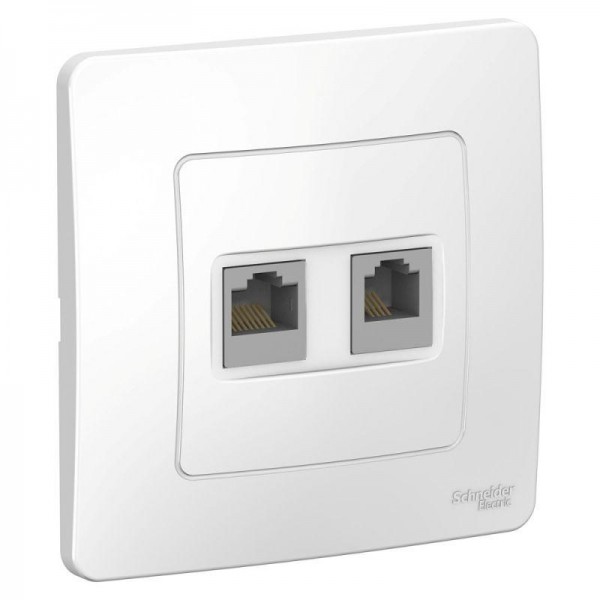  Розетка компьютерная + телеф. 2-м СП BLANCA RJ45 кат.5e + RJ11 бел. SchE BLNIS045111 
