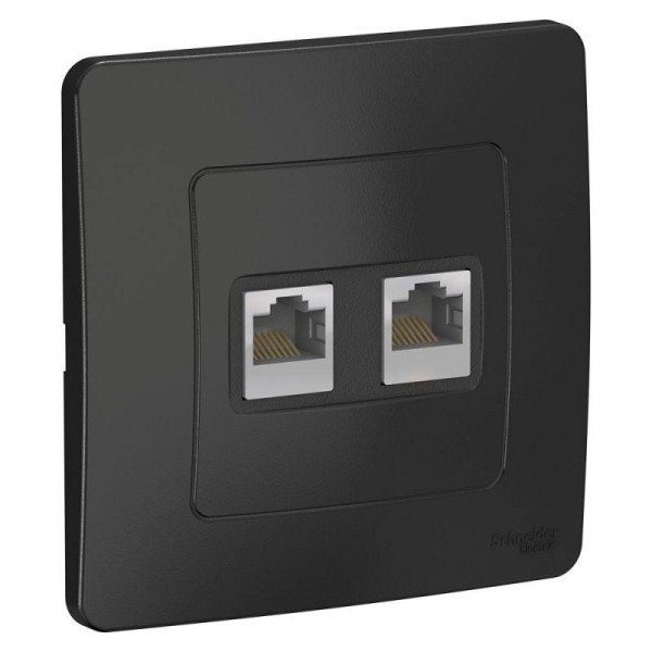  Розетка компьютерная 2-м СП BLANCA RJ45 кат.5e антрацит SchE BLNIS045456 