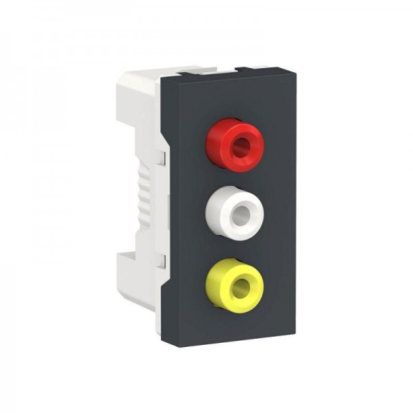  Розетка 3 RCA 2-мод. UNICA MODULAR антрацит SchE NU343154 