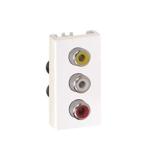  Механизм розетки аудио/видео RCA Simon27 3 выхода узкий винты сл. кость Simon 2701093-031 