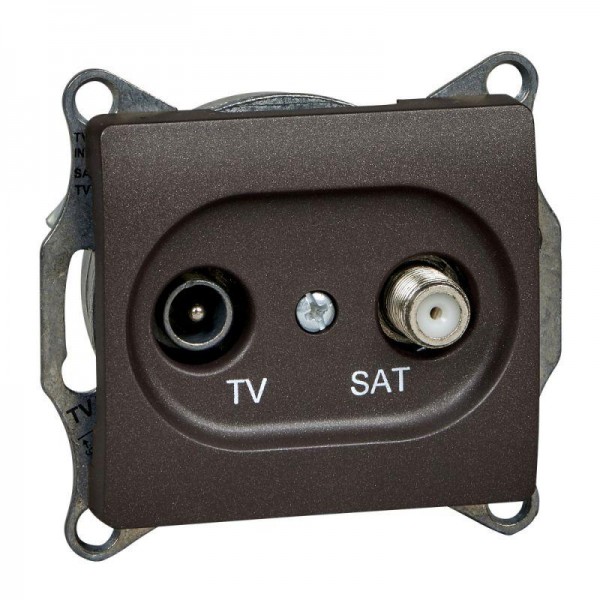  Механизм розетки TV-SAT Glossa 4DB проходной шоколад SchE GSL000898 