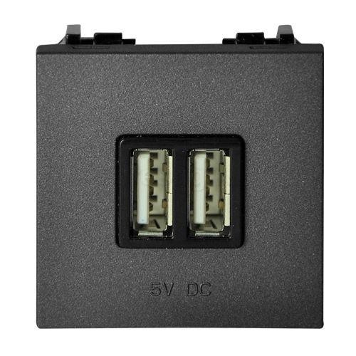  Механизм USB зарядного устройства 2М 2х750мА / 1х1500мА Zenit антрацит ABB 2CLA228500N1801 