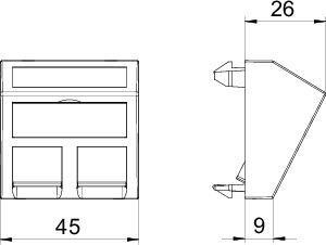  Корпус компьютерной розетки Modul45 тип C (наклонный) 45х45мм DTS-2C SWGR1 черн. OBO 6119252 