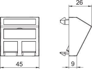  Корпус компьютерной розетки Modul45 тип C (наклонный) 45х45мм DTS-2C AL1 серебр. OBO 6119254 
