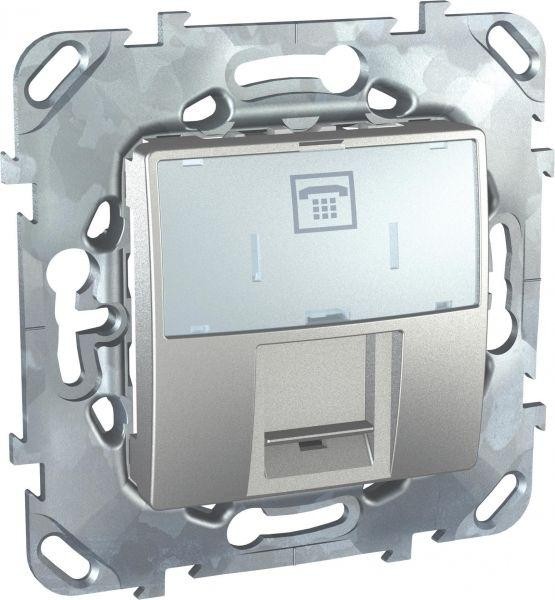  Механизм розетки телеф. 1-м СП Unica Top RJ12 (6 конт) алюм. SchE MGU5.493.30ZD 