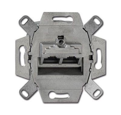  Механизм розетки комп. + телеф. 2мод. RJ45 UAE 8/8 6е экранир. для 10-Gigabit/PoE+ Ethernet до 500МГц ABB 2CKA000230A0412 