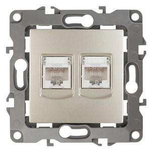  Розетка информационная двойная RJ45 + RJ45 12-3108-04 шампань ЭРА Б0014732 
