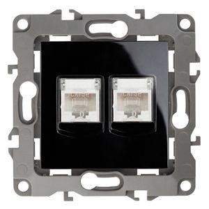  Розетка информационная двойная RJ45 + RJ45 12-3108-06 черн. ЭРА Б0014734 