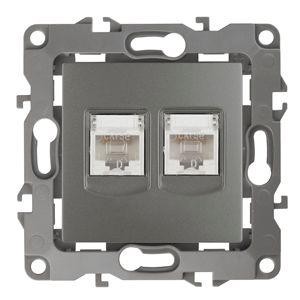  Розетка информационная двойная RJ45 + RJ45 12-3108-12 графит ЭРА Б0019354 