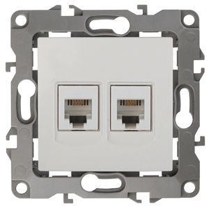  Розетка телефонная двойная 2хRJ11 12-3106-02 сл. кость ЭРА Б0014718 