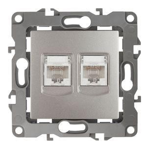  Розетка информационная двойная RJ45 + RJ45 12-3108-15 перламутр ЭРА Б0019357 