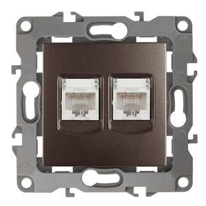  Розетка информационная двойная RJ45 + RJ45 12-3108-13 бронза ЭРА Б0019355 