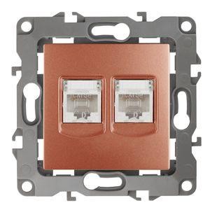  Розетка информационная двойная RJ45 + RJ45 12-3108-14 медь ЭРА Б0019356 