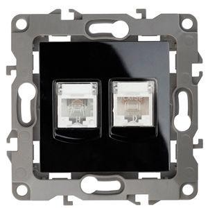  Розетка информационная + телеф. 2мод. RJ45 + RJ11 12-3109-06 черн. ЭРА Б0018253 