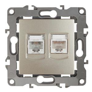  Розетка информационная + телеф. 2мод. RJ45 + RJ11 12-3109-04 шампань ЭРА Б0018251 
