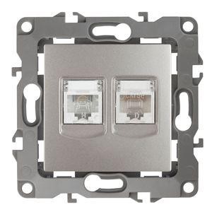  Розетка информационная + телеф. 2мод. RJ45 + RJ11 12-3109-15 перламутр ЭРА Б0019361 