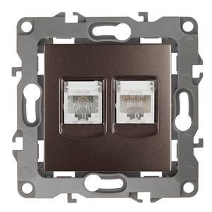  Розетка информационная + телеф. 2мод. RJ45 + RJ11 12-3109-13 бронза ЭРА Б0019359 