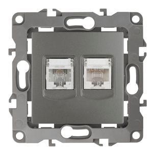  Розетка информационная + телеф. 2мод. RJ45 + RJ11 12-3109-12 графит ЭРА Б0019358 