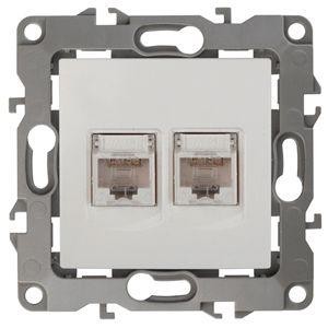  Розетка информационная двойная RJ45 + RJ45 12-3108-02 сл. кость ЭРА Б0014730 