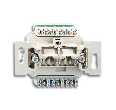  Механизм розетки комп. + телеф. 2 поста UAE 8/8 пол. раздельно RJ45 CAT.6E неэкранированная до 250МГц ABB 2CKA000230A0400 