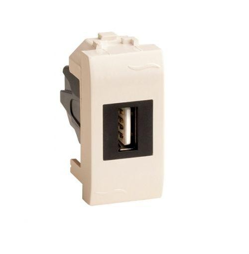  Розетка мультимедийная Brava 1мод. USB 2.0 сл. кость DKC 75200S 