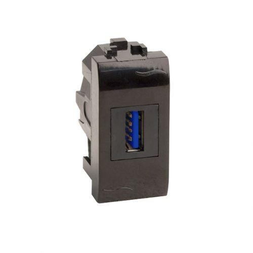  Розетка мультимедийная Brava 1мод. USB 3.0 черн. DKC 77300N 