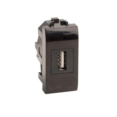  Розетка мультимедийная Brava 1мод. USB 2.0 черн. DKC 77200N 