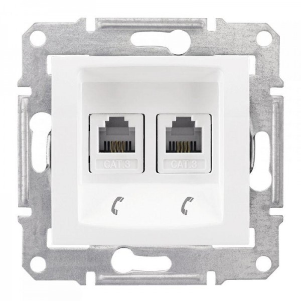  Механизм розетки телеф. 1-м СП Sedna RJ11 + RJ11 бел. SchE SDN4201121 