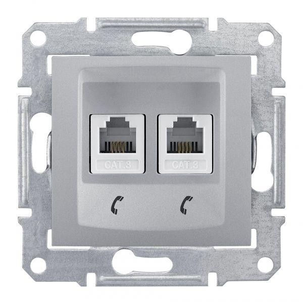  Механизм розетки телеф. 1-м СП Sedna RJ11 + RJ11 алюм. SchE SDN4201160 