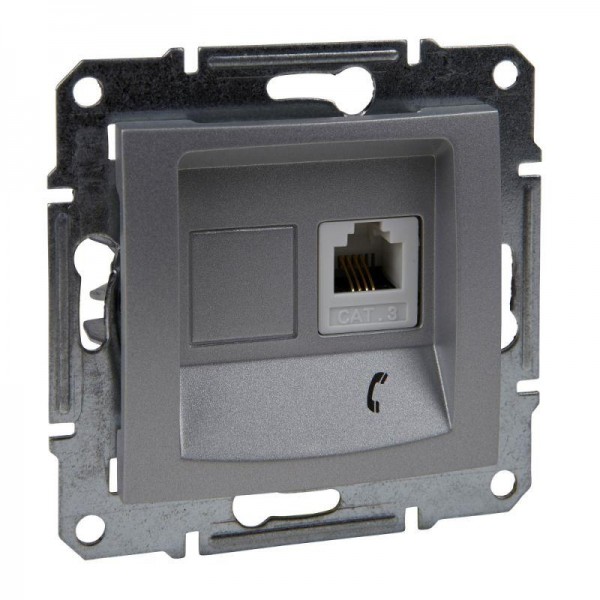  Механизм розетки телеф. 1-м СП Sedna RJ11 алюм. SchE SDN4101160 