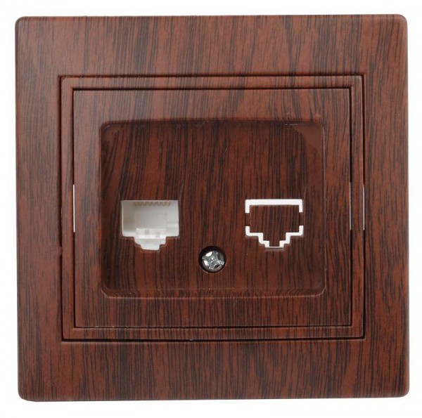  Розетка СП Plano 1-303-10 информационная RJ45 IP20 венге Intro Б0030088 