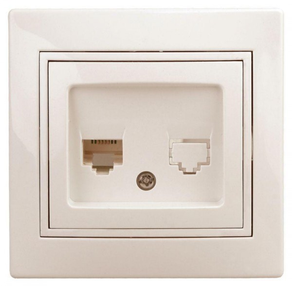  Розетка СП Plano 1-302-02 телефонная RJ11 IP20 сл. кость Intro Б0027620 